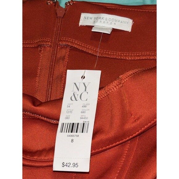 New York & Company Stretch Women's Red/Orange Front Slit Pencil Skirt Sz 8 NWTS - Picture 12 of 12